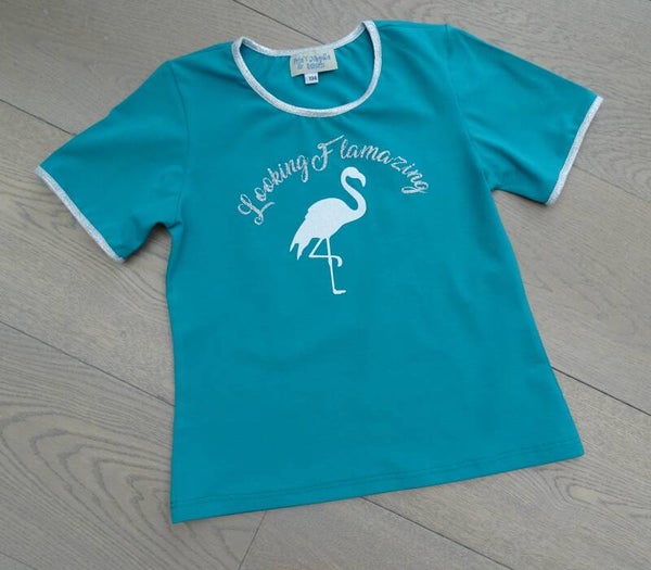 T-shirt blauw, looking flamazing