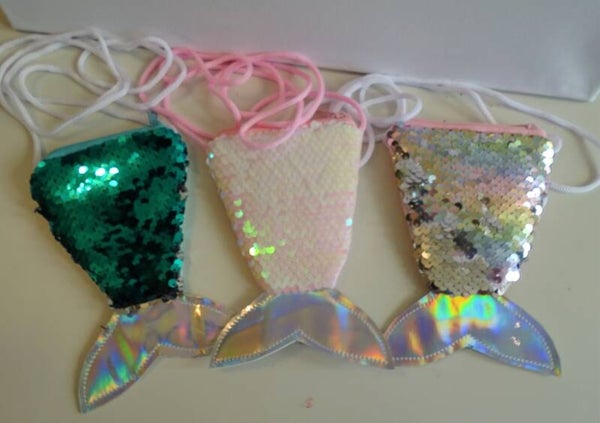 handtasje zeemeermin glitter groen, wit, zilver