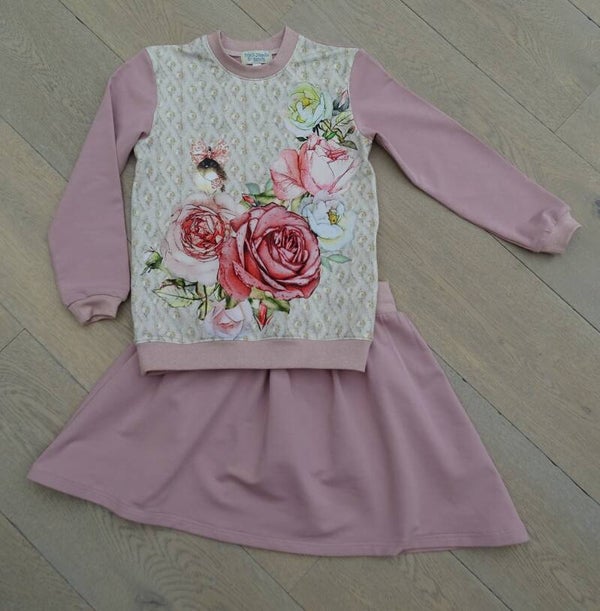 set: sweaterrok + sweater bird grote bloemen
