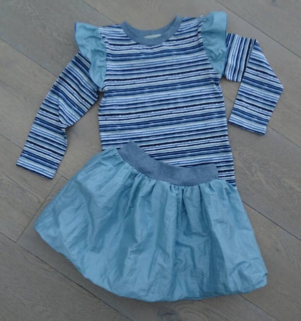 set: pofrok + longsleeve, blauw streep stock