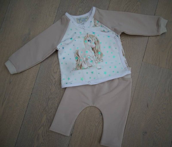 baby setje: unicorn wit, french terry