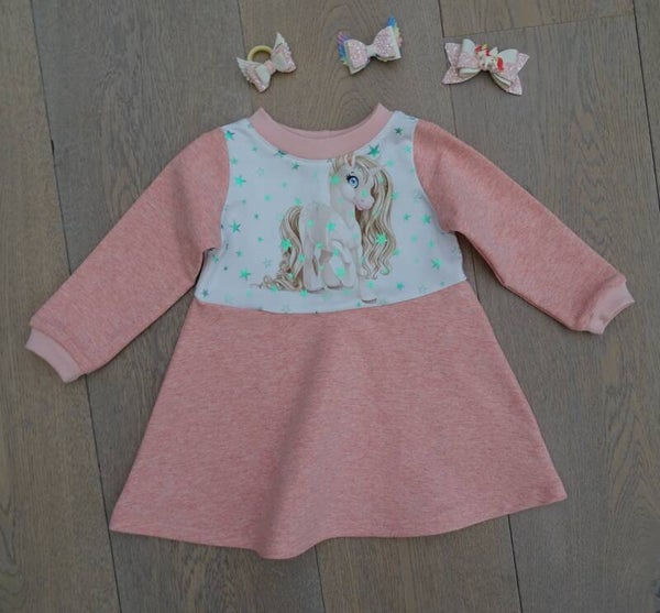 jurk baby unicorn wit/ roze