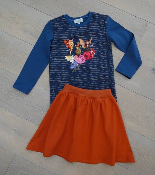 set: sweaterrok + longsleeve elfjes op bloemen
