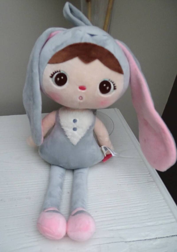 Metoo doll konijn grijs/roze