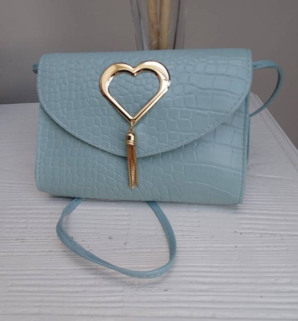 Handtasje blauw gouden hartje