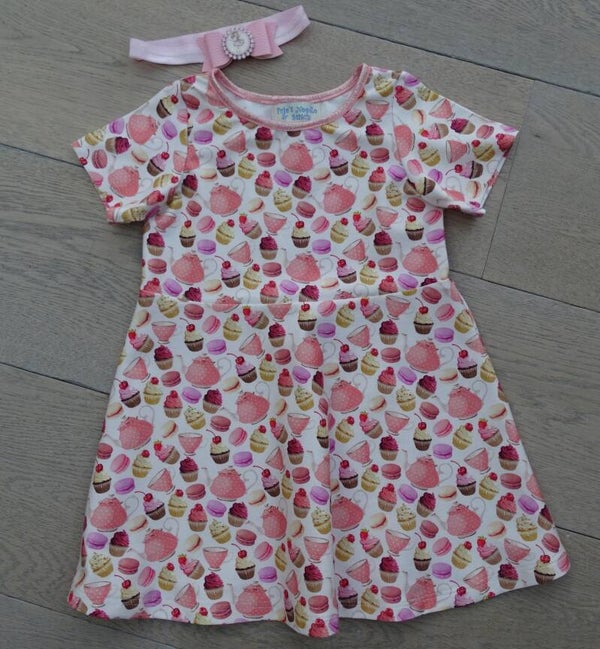 Jurk baby cupcakes roze, korte of lange mouw