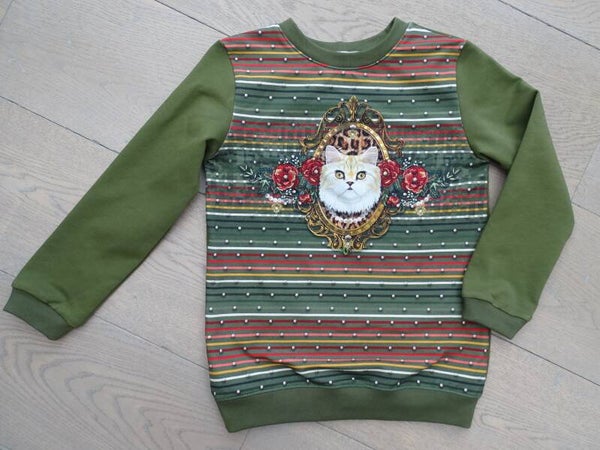 sweater witte poes/streep
