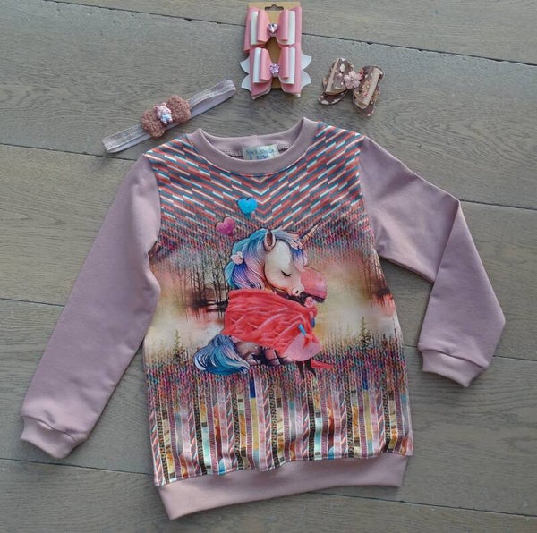 sweater unicorn sjaal oud roze