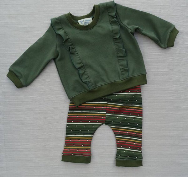 baby setje: oversized sweater ruffle/legging strepen
