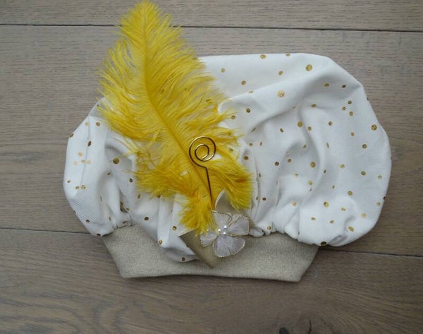 luxe pietenmuts wit met gouden stippen ribfluweel