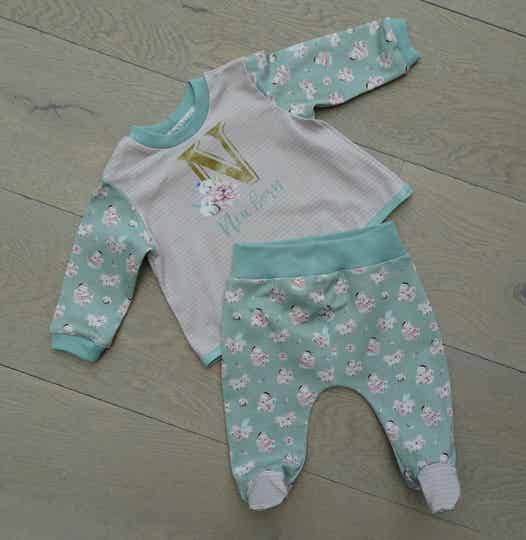 baby setje newborn roze/licht groen