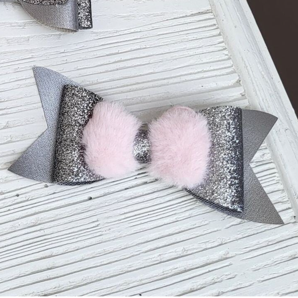 Strik zilver grijs roze pels