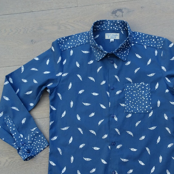 Hemd jeansblauw veer