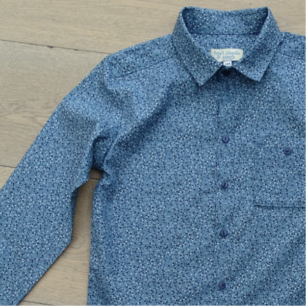 Hemd grijsblauw stippen