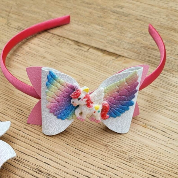 Diadeem strik roze/ Unicorn