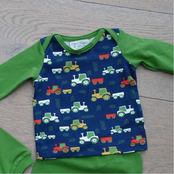 baby shirt tractor blauw
