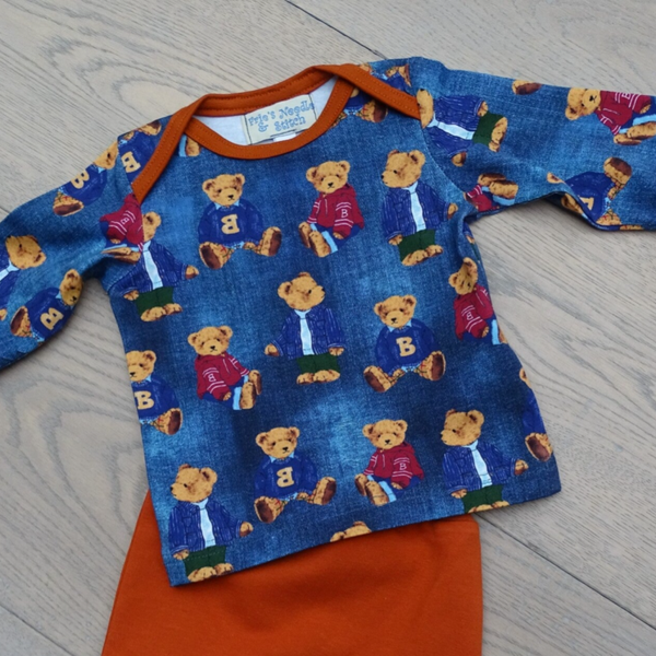 baby shirt beertjes jeansblauw