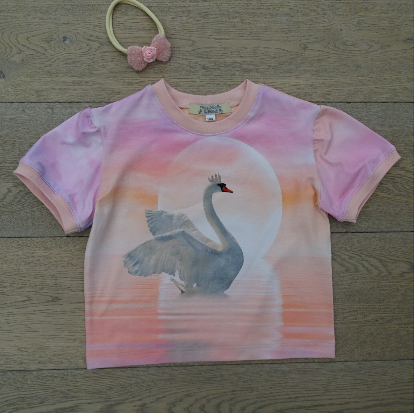 T-shirt zwaan zalmroze