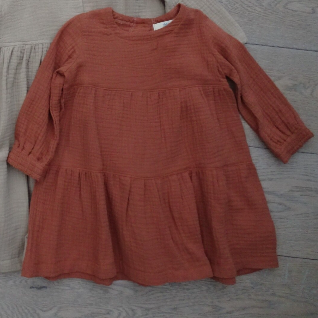 Jurk roestbruin gauze stroken