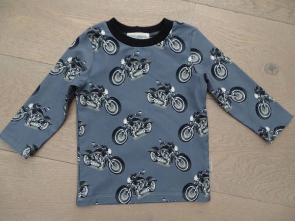T-shirt/longsleeve moto/hond grijs kleine print stock