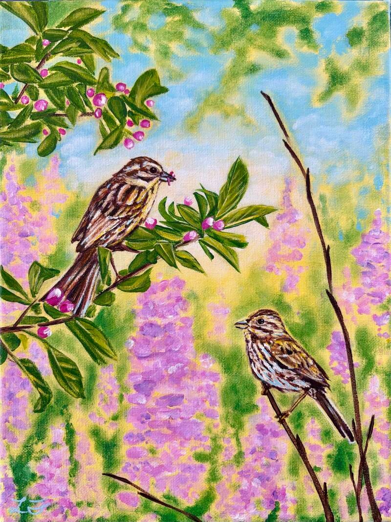 Song Sparrows 9x12"