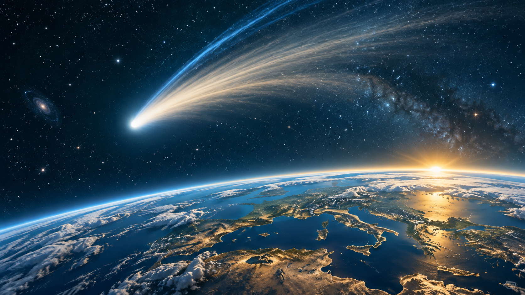 Artist’s impression of an interstellar comet above Earth