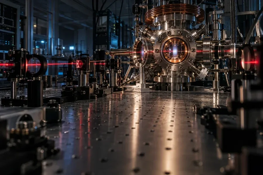 AI-generated conceptual artwork: An ultracold-atom laboratory; not the study’s apparatus.