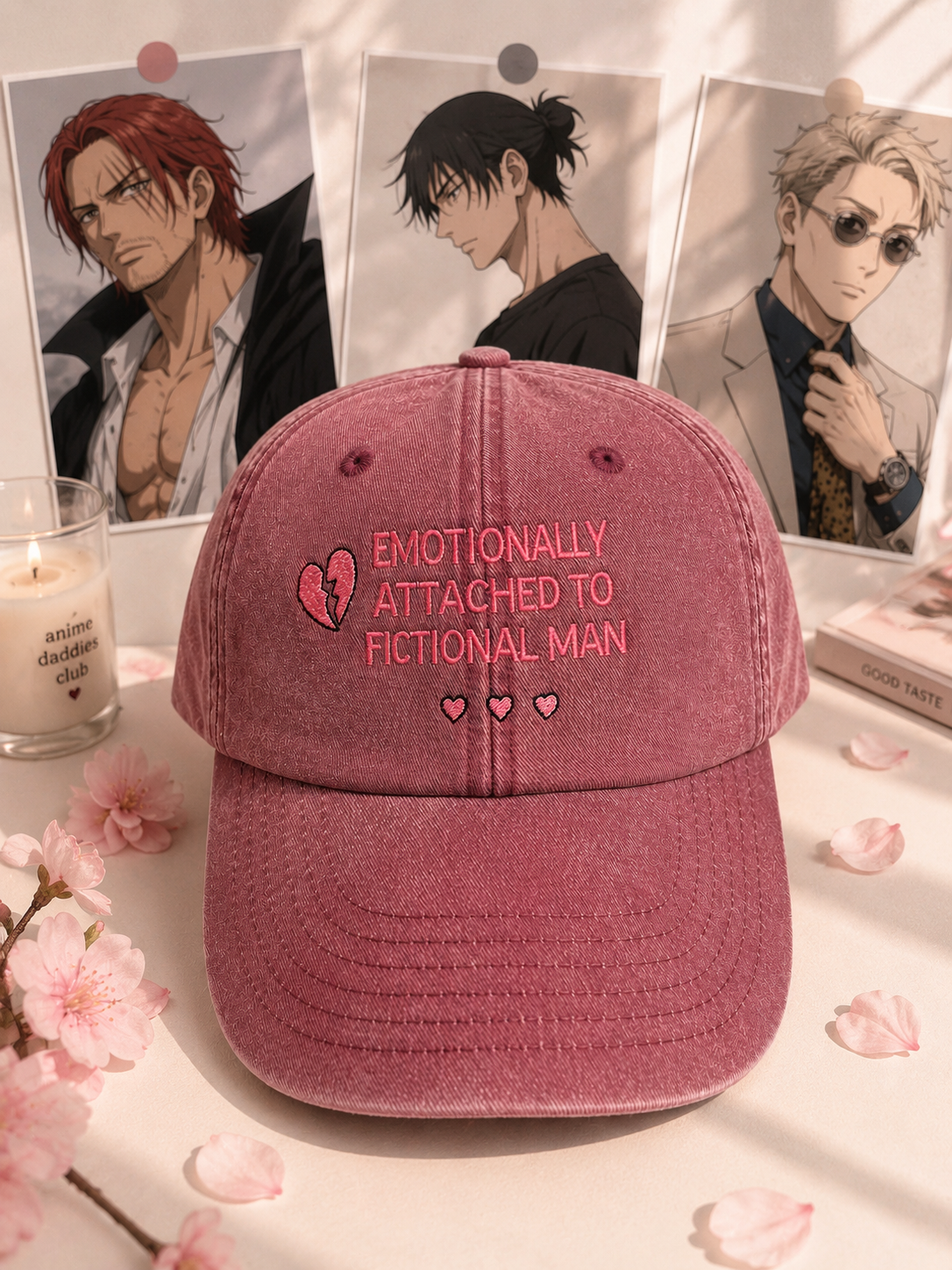 Emotionally Attached To Fictional Men Cap | Anime Embroidered Hat | Anime Girl Gift | Kawaii Streetwear | Otaku Fashion