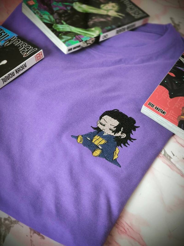 Chibi Geto Suguru Shirt – Jujutsu Kaisen Anime Stick – Lila Oversize T-Shirt