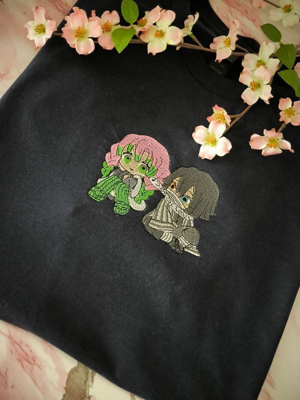 Obanai & Mitsuri Chibi Shirt – Demon Slayer Edition 💖🐍