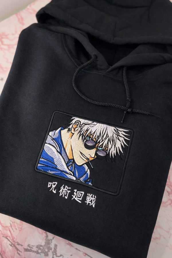 Gojo Satoru Sorcerer Anime Stick – Premium Hoodie / Sweater / T-Shirt | Bestickte Streetwear Unisex