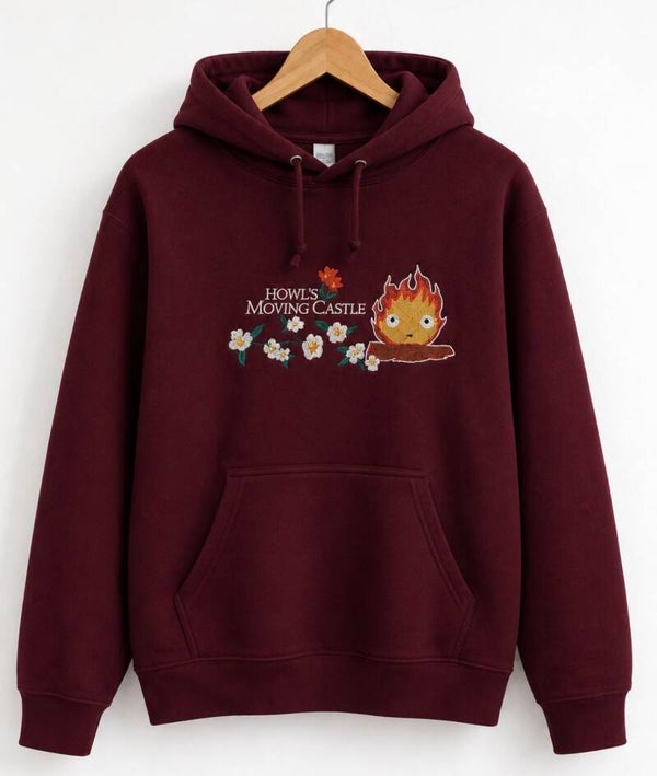 Calcifer – Howl’s Moving Castle Embroidered Hoodie 🔥🌼