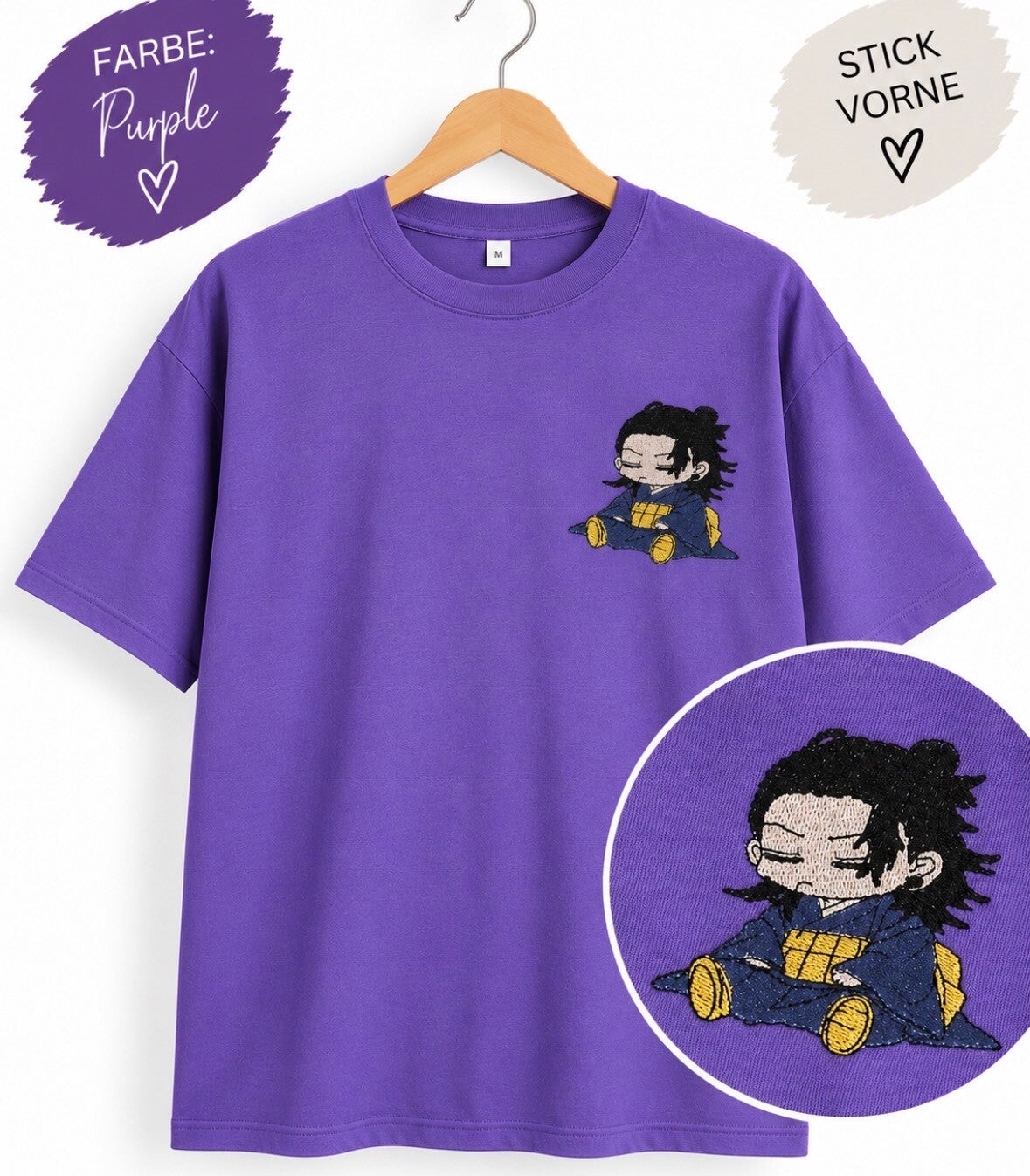 Chibi Geto Suguru Shirt – Jujutsu Kaisen Anime Stick – Lila Oversize T-Shirt