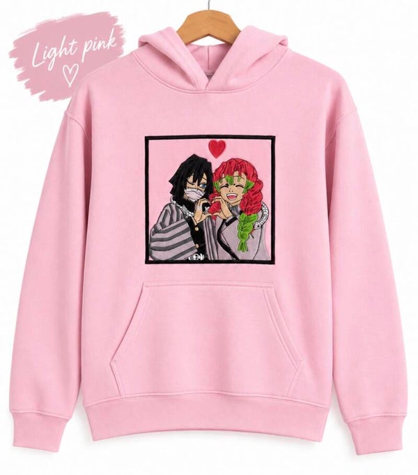 Obanai & Mitsuri – Love Hashira Embroidered Hoodie | Demon Slayer 💕🐍