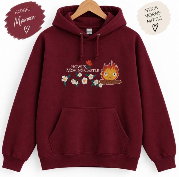 Calcifer – Howl’s Moving Castle Embroidered Hoodie 🔥🌼