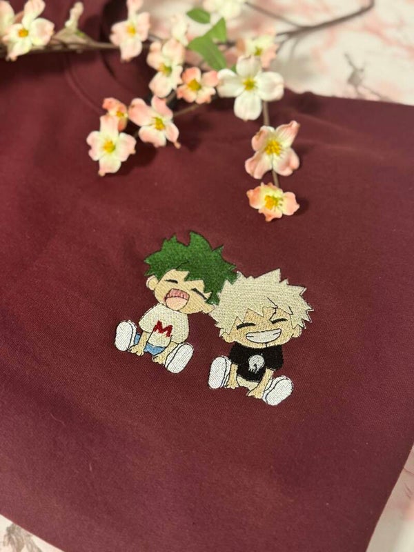 Chibi Deku & Bakugo Hoodie – My Hero Academia Minimal Stick | Anime Streetwear Unisex S–3XL