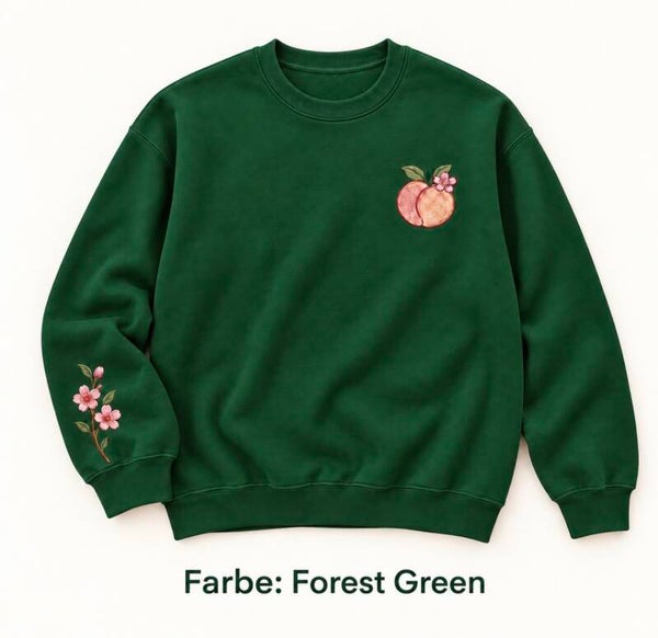 Peach Blossom – Sweater mit Pfirsich- & Blütenstickerei 🍑🌸