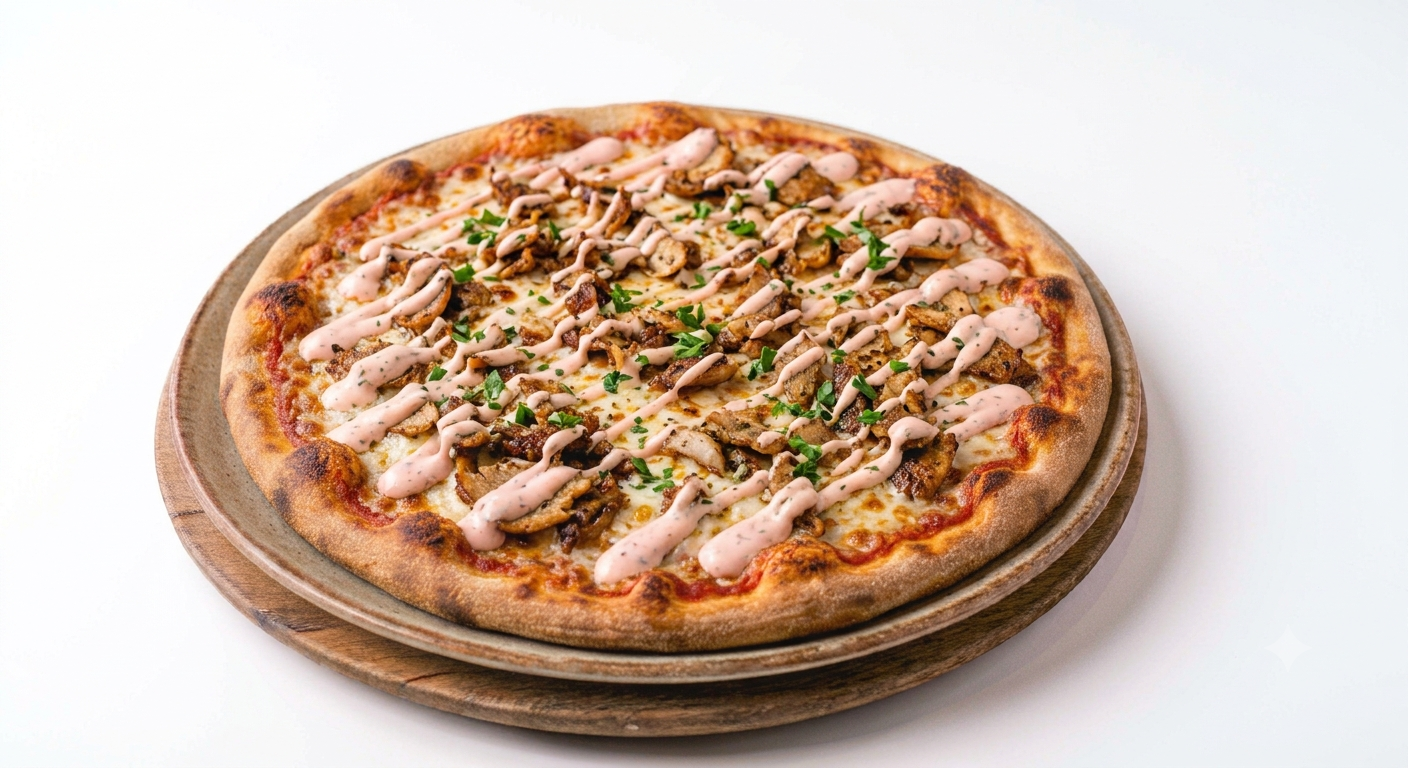 Kebab Pizza  : Lök + Kebab + Kebabsås