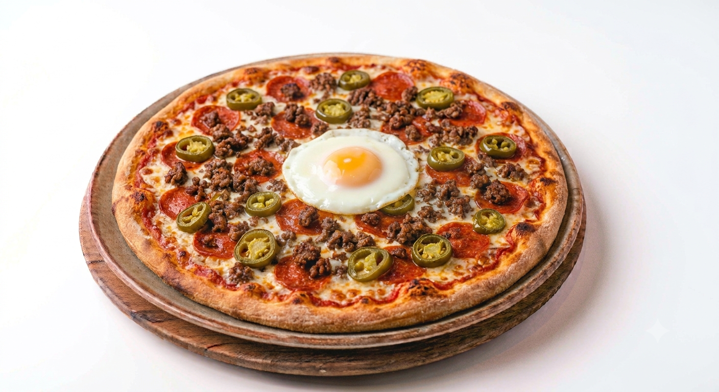 Madrid : Salami + Ägg + Kötfärsås + Jalapeno