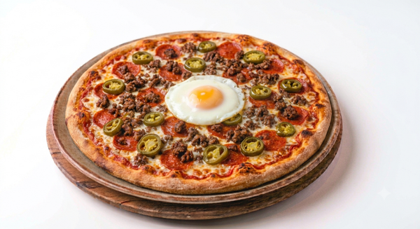 Madrid : Salami + Ägg + Kötfärsås + Jalapeno
