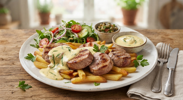 Fläskfile med Pommes och Beasås