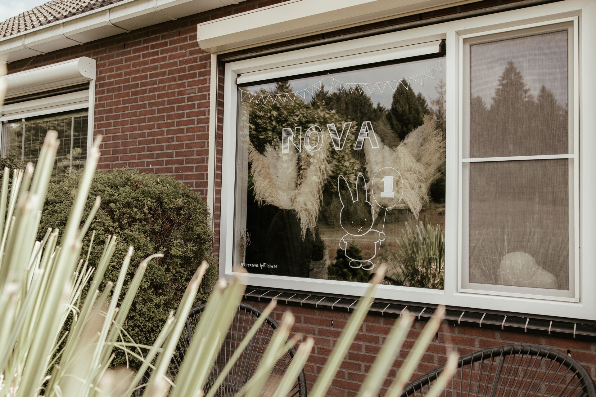 Raamtekening verjaardag Nova 1 jaar