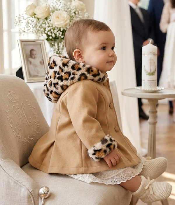 Baby Mantel Taufmantel Taufjacke Taufkleid Taufe Babymantel beige