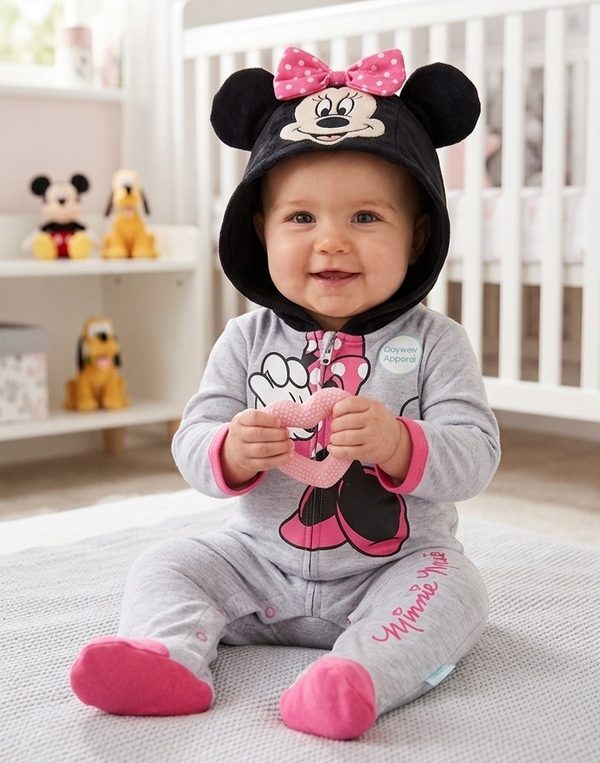 Disney Minnie Mouse Strampler Baby Overall Schlafanzug  Gr.50 56 68 74 0-3 Monate 3-6 Monate 6-9 Monate