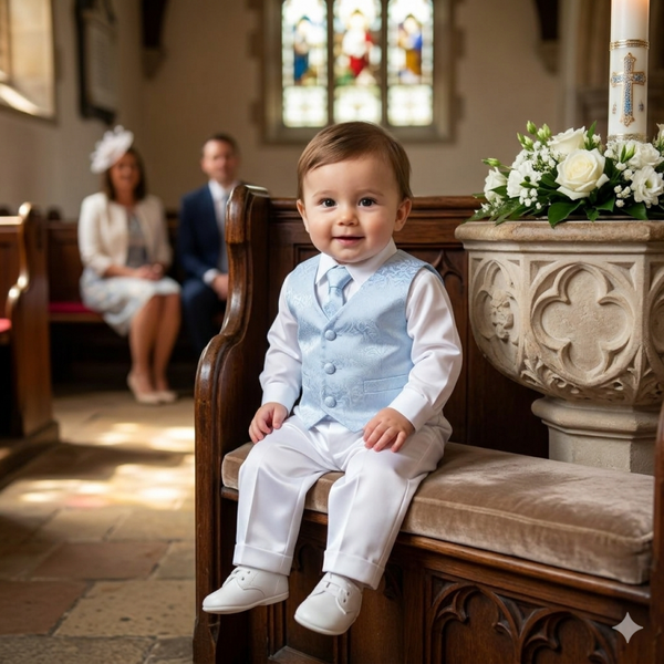 Taufanzug Baby Junge Gr. 68 74 80 Anzug Set Hochzeit Hemd Hose Weste Krawatte