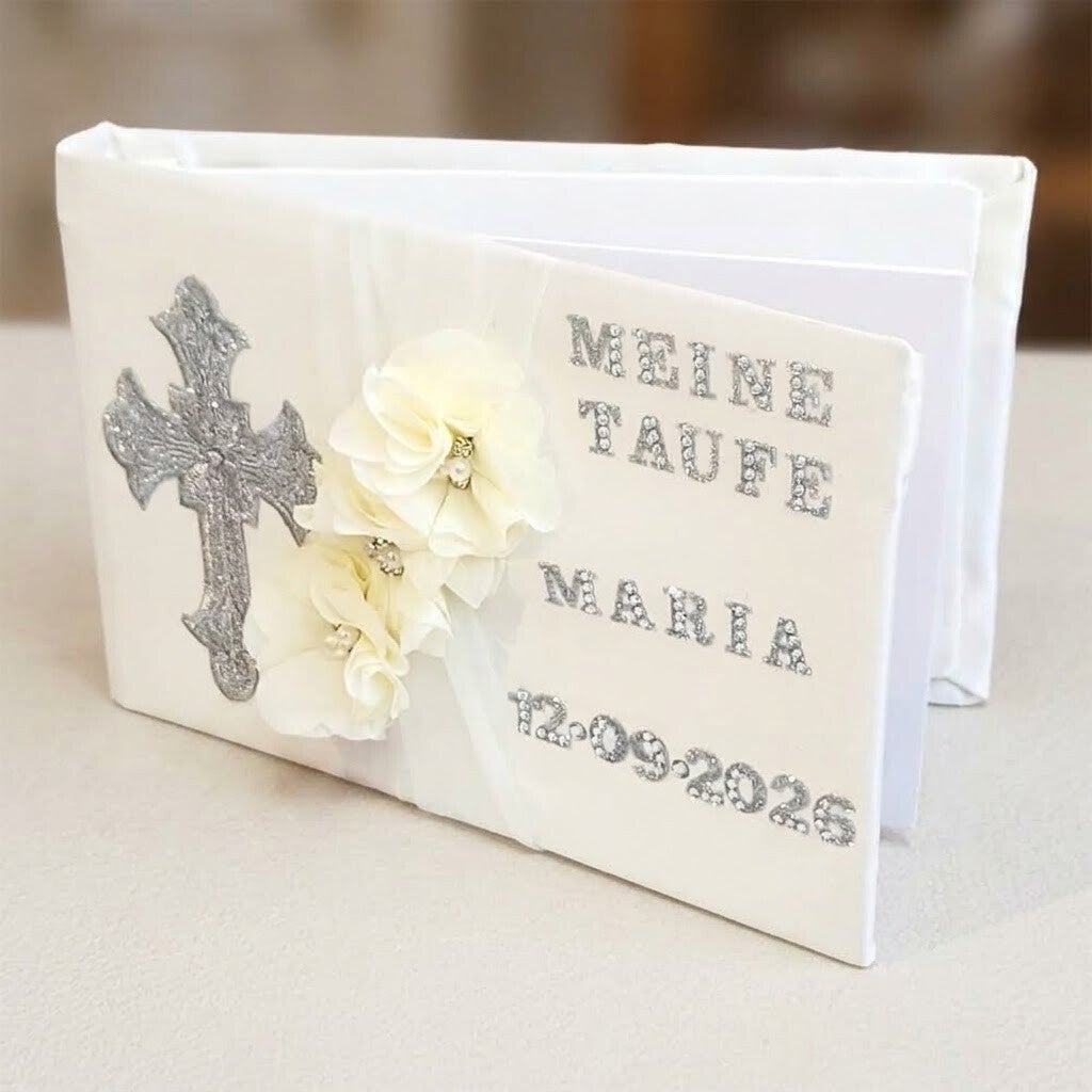 Gästebuch Taufe Personalisiert Name Datum Buch Erinnerungsbuch 25x16cm Ivory