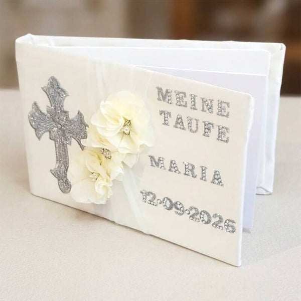 Gästebuch Taufe Personalisiert Name Datum Buch Erinnerungsbuch 25x16cm Ivory
