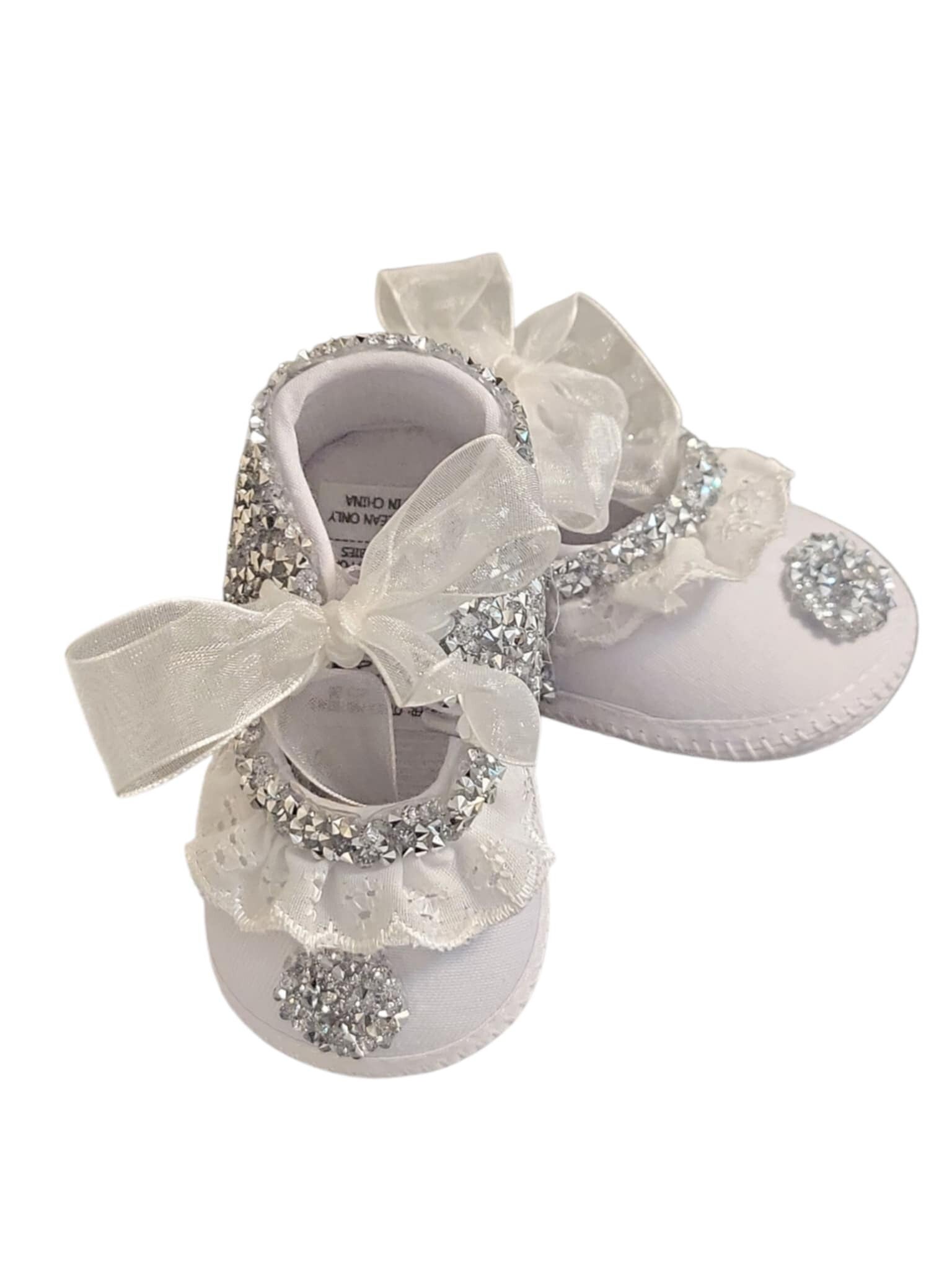 Taufschuhe Baby Schuhe Mädchen  Babyschuhe Taufe Battesimo festlich weiß 0-6 Monate