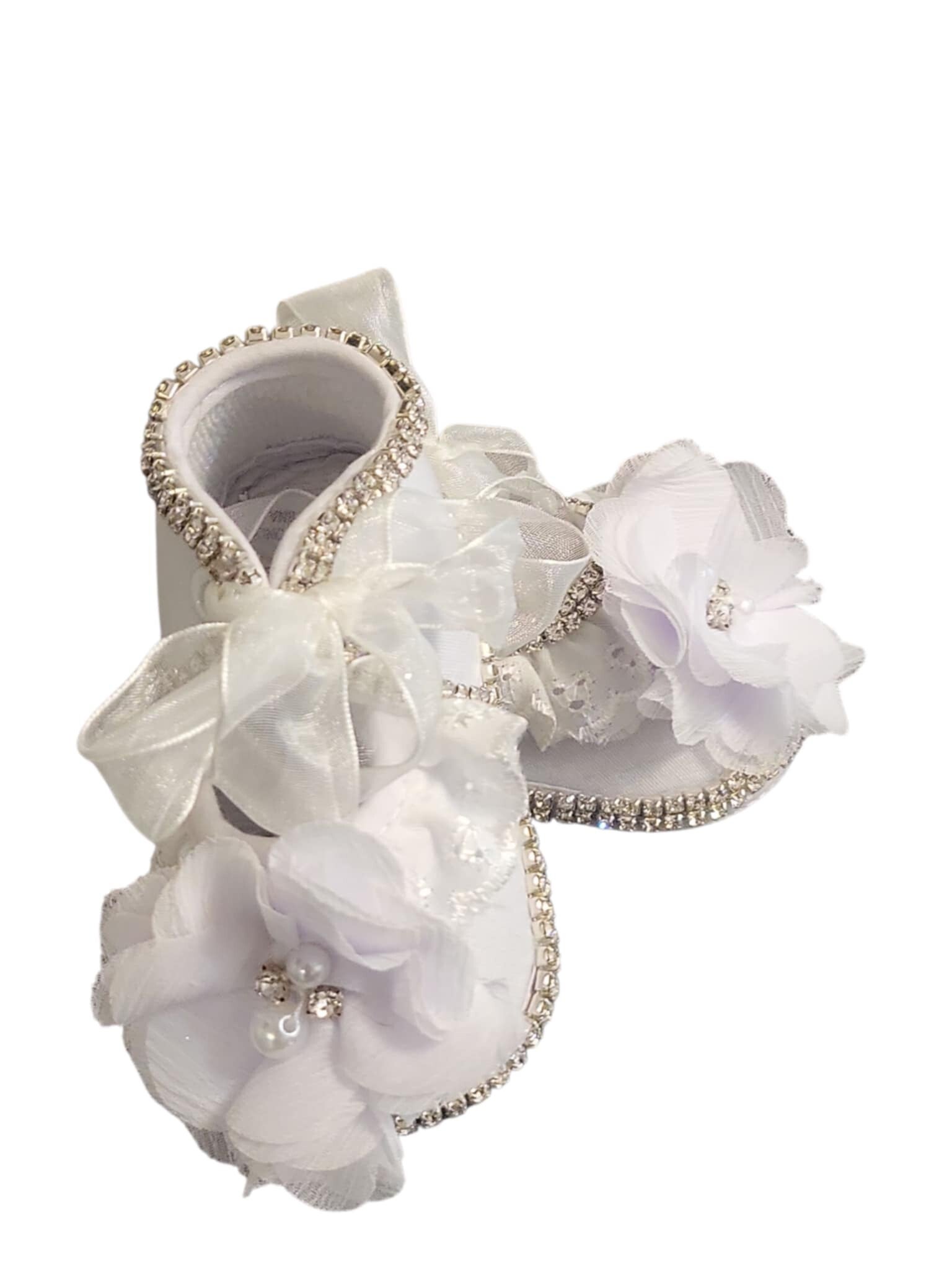 Taufschuhe Baby Schuhe Mädchen  Babyschuhe Taufe Battesimo festlich weiß 0-6 Monate