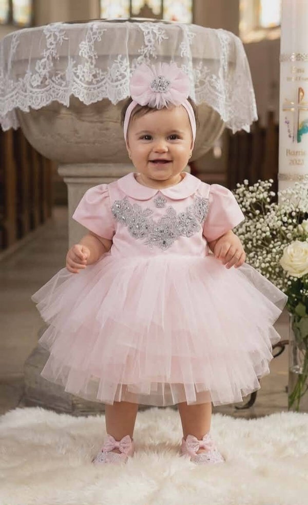 Taufkleid rosa Gr.62 68 Kleid Baby Taufe Partykleid Kleid Geburtstag 3-6 Monate